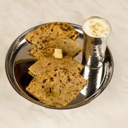Desi Ghee Paratha( Paneer/aloo/ Pyaz/mixed) + Lassi		